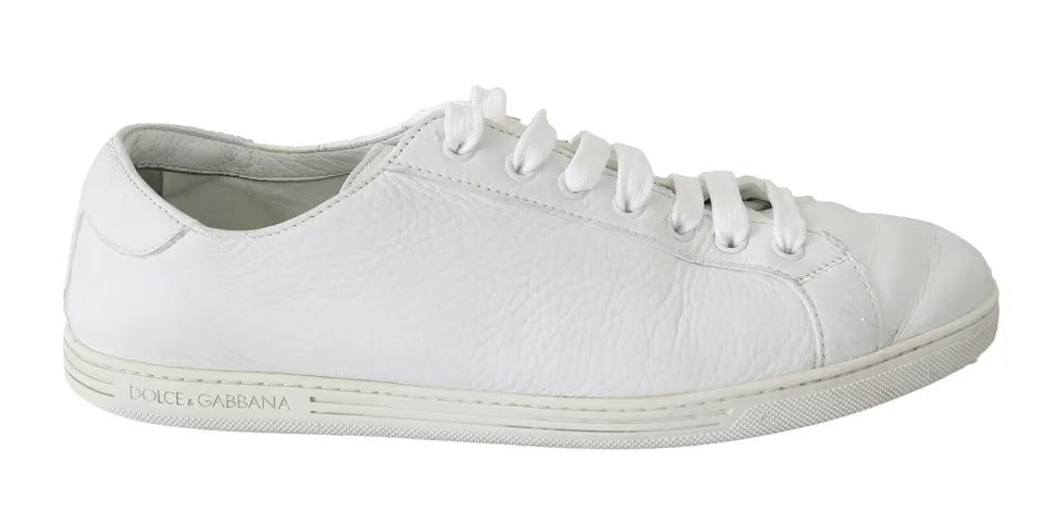 Chaussures hommes Dolce & Gabbana Saint Tropez en dentelle blanche, baskets à lacets élégantes et modernes.