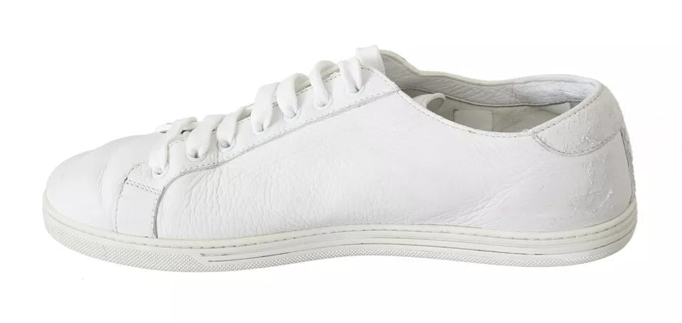 Chaussures hommes Dolce & Gabbana Saint Tropez en dentelle blanche avec lacets, sneaker élégant et décontracté.