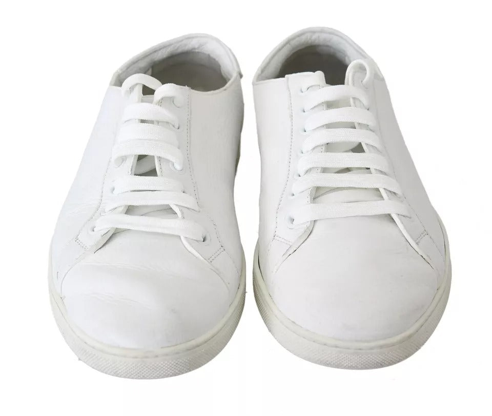 Chaussures hommes Dolce & Gabbana Saint Tropez en dentelle blanche avec laçage, style sneaker élégant.