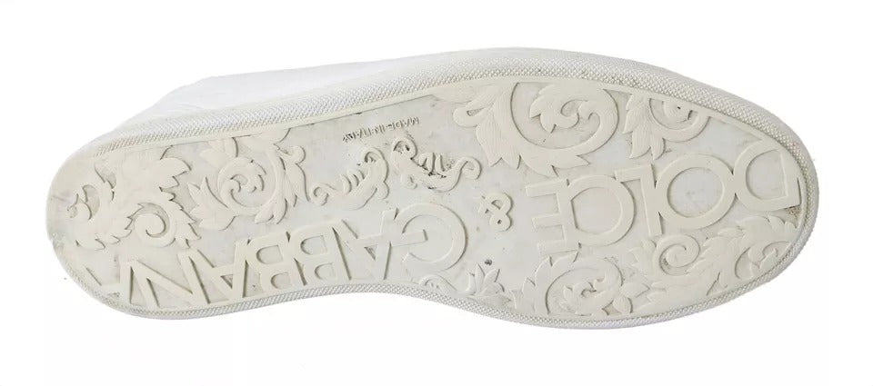 Chaussures hommes Dolce & Gabbana Saint Tropez blanches en dentelle avec lacets, sneakers élégants et confortables.