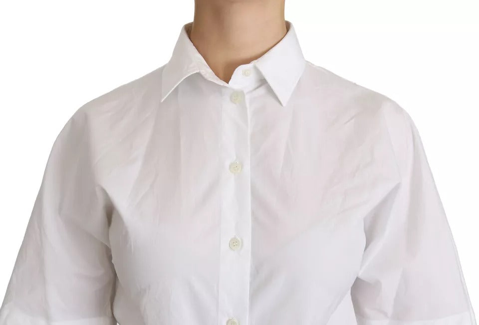 Chemise polo blanche à col à manches courtes Dolce & Gabbana, vêtement élégant pour homme.