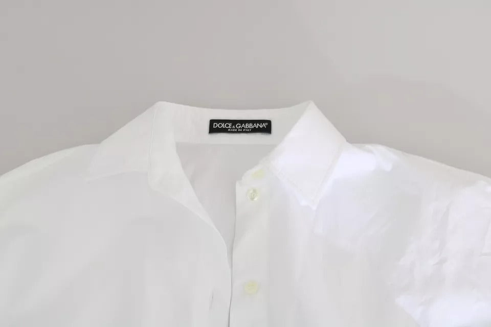 Chemise polo blanche à col avec manches courtes de Dolce & Gabbana, vêtement élégant pour homme.