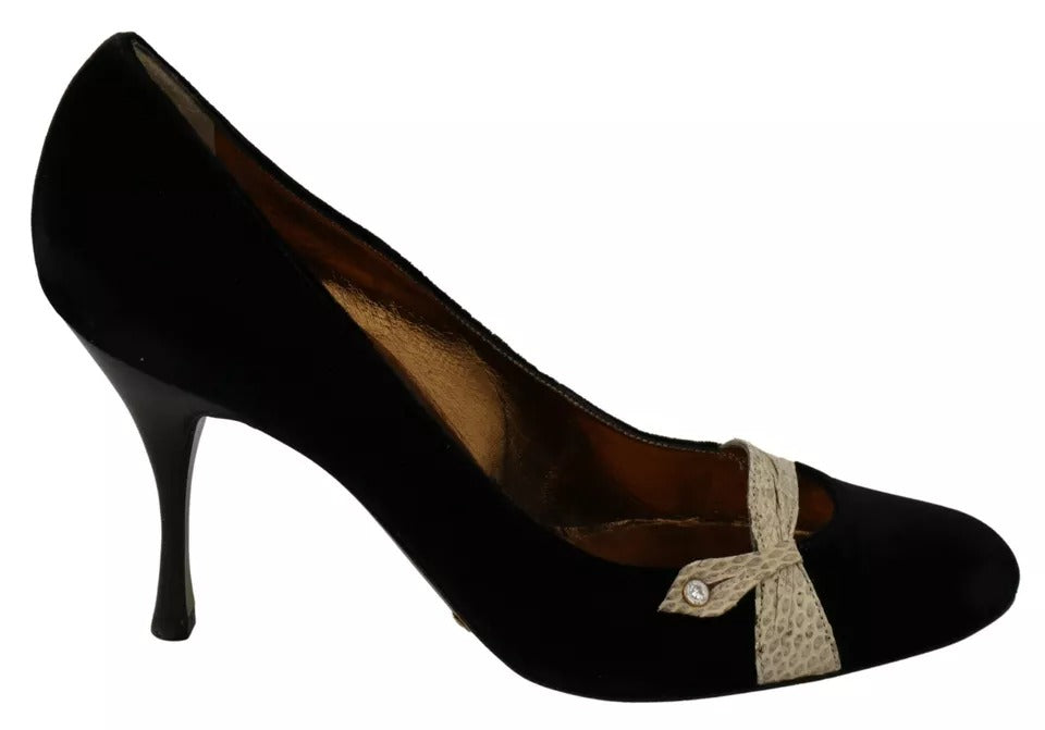 Chaussures à talons hauts en velours noir Dolce & Gabbana Ayers, élégantes et sophistiquées pour femmes.