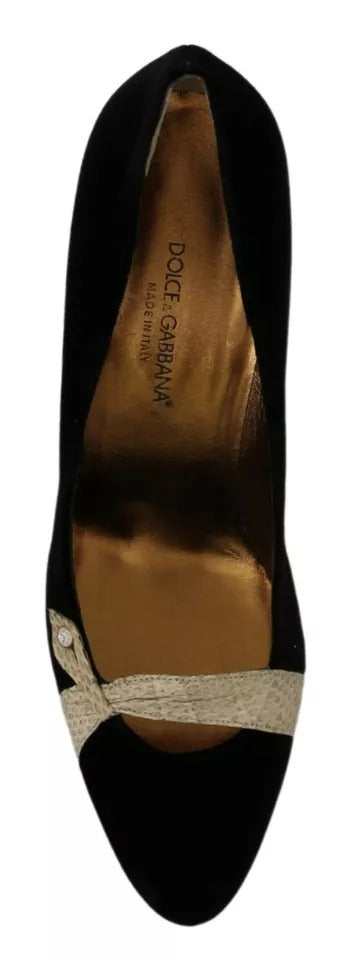 Chaussures à talons hauts noires en velours Dolce & Gabbana Ayers, élégantes et sophistiquées.