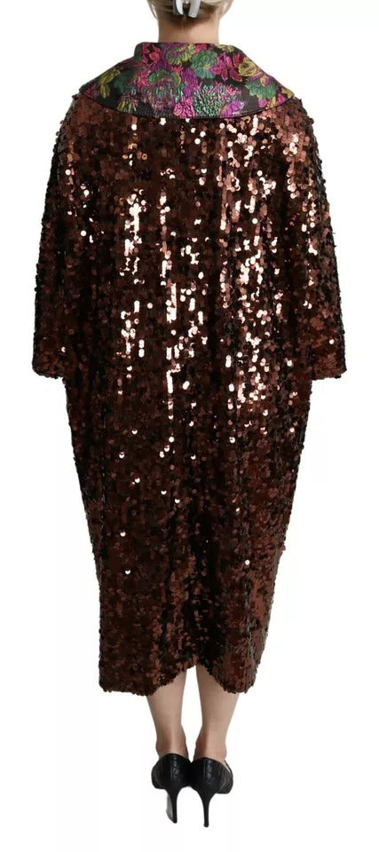 Manteau long en jacquard à sequins multicolores de Dolce & Gabbana, veste élégante et ornée de détails brillants.