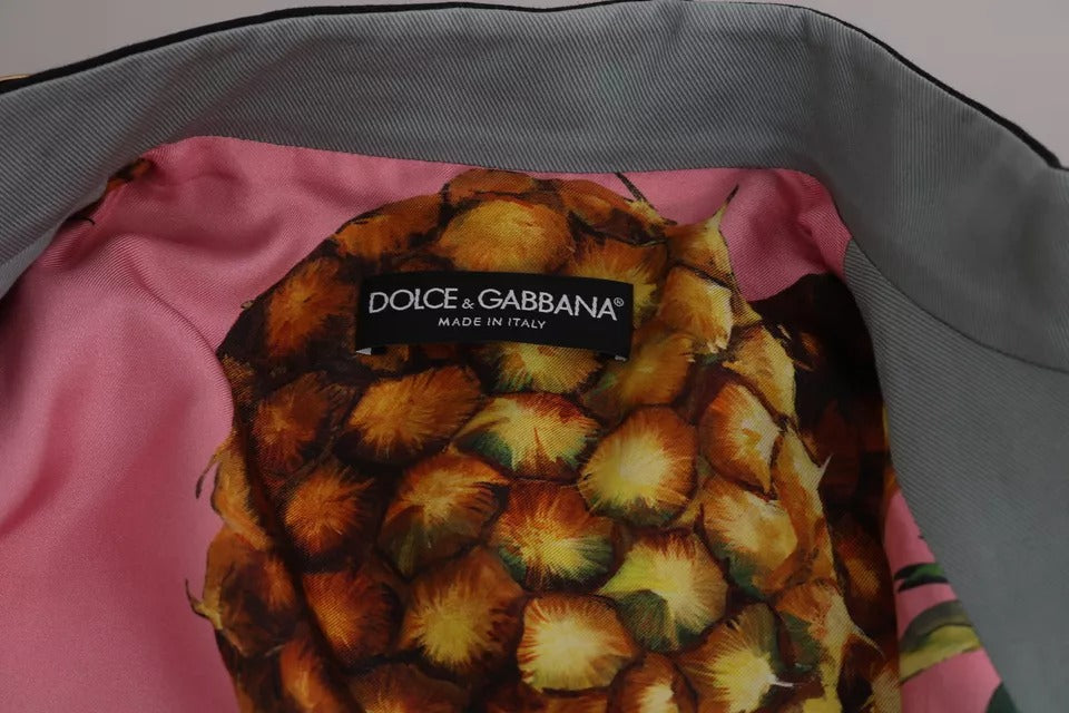 Veste en coton bleu Dolce & Gabbana avec boutons et embellissements en cristal, élégante et sophistiquée.