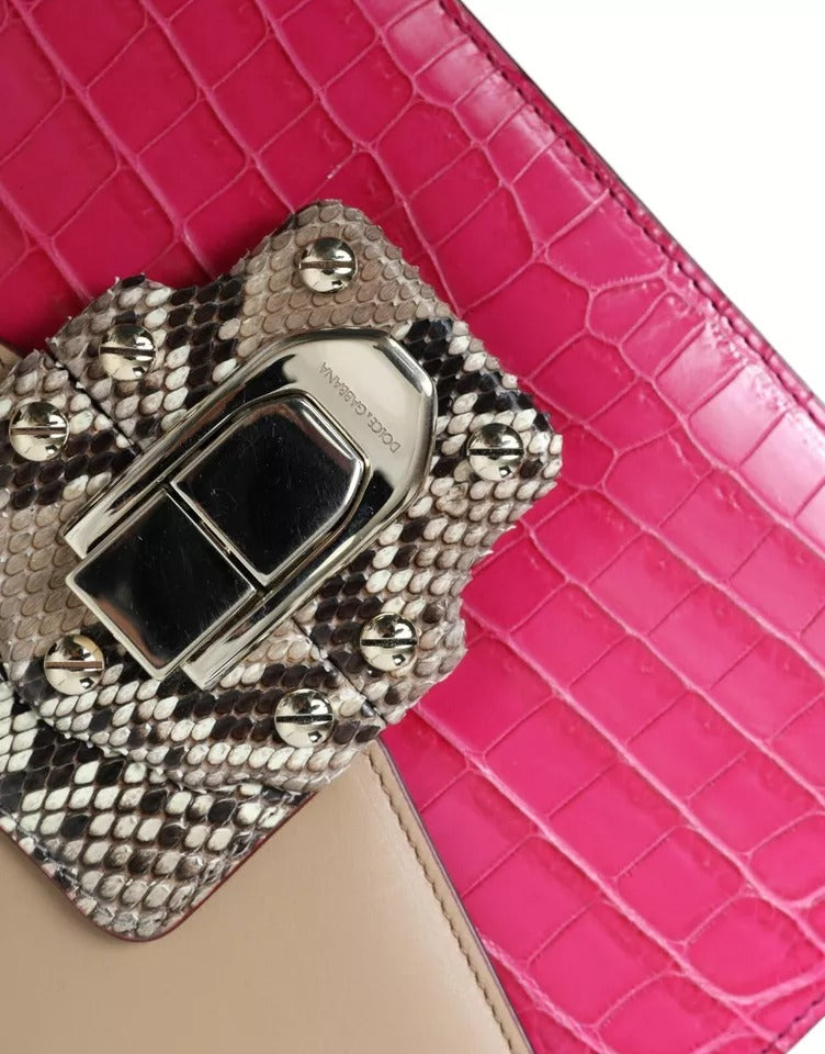 Sac à bandoulière en cuir multicolore Dolce & Gabbana Lucia, avec détails élégants et finition raffinée.