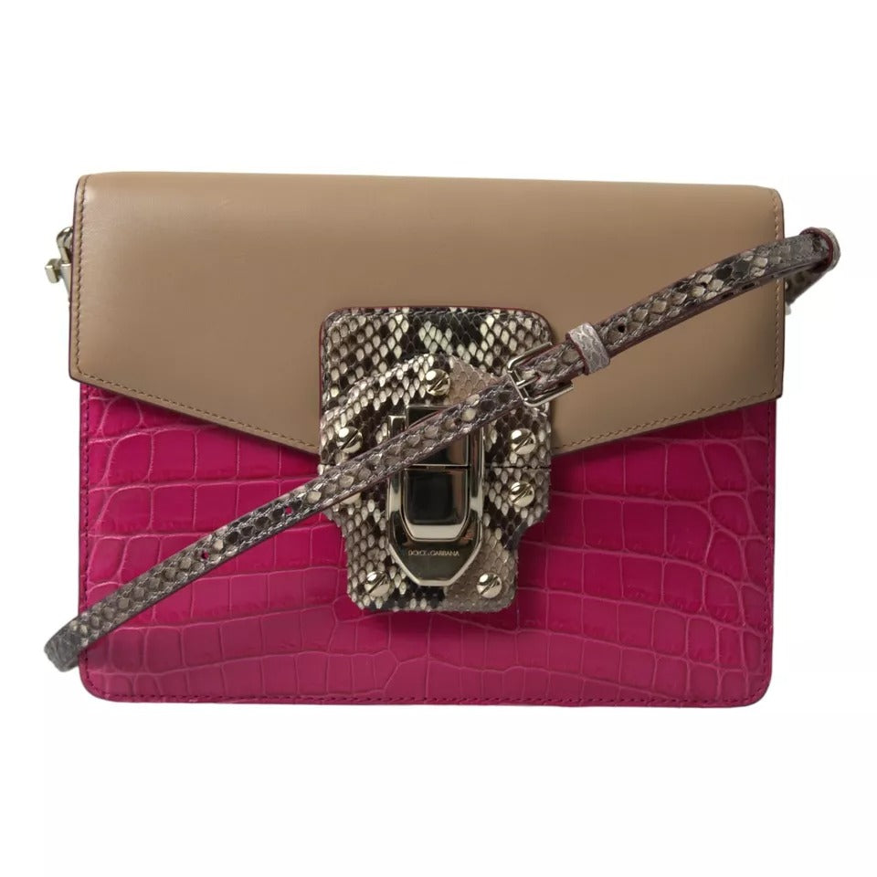 Sac à bandoulière Dolce & Gabbana Lucia en cuir multicolore, avec détails élégants et finition raffinée.