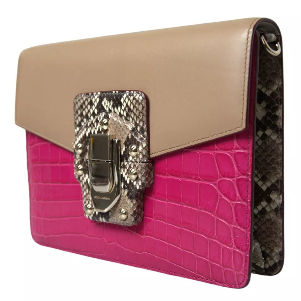 Sac à bandoulière en cuir multicolore Dolce & Gabbana Lucia, design élégant et coloré avec détails sophistiqués.