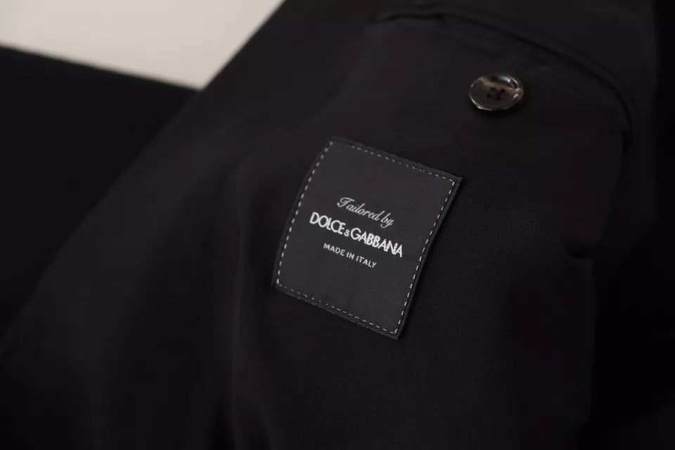 Manteau blazer slim en laine noire de Dolce & Gabbana, veste élégante pour homme, vue de face sur un fond neutre.