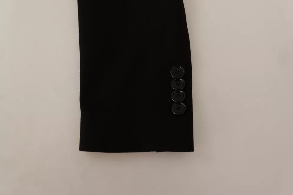 Manteau blazer noir en laine ajustée de Dolce & Gabbana, veste élégante pour homme.