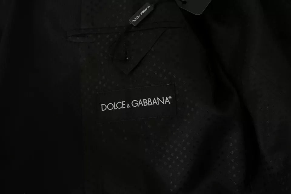 Veste blazer noire en laine Dolce & Gabbana, coupe ajustée et col à notch, pour homme élégante et sophistiquée
