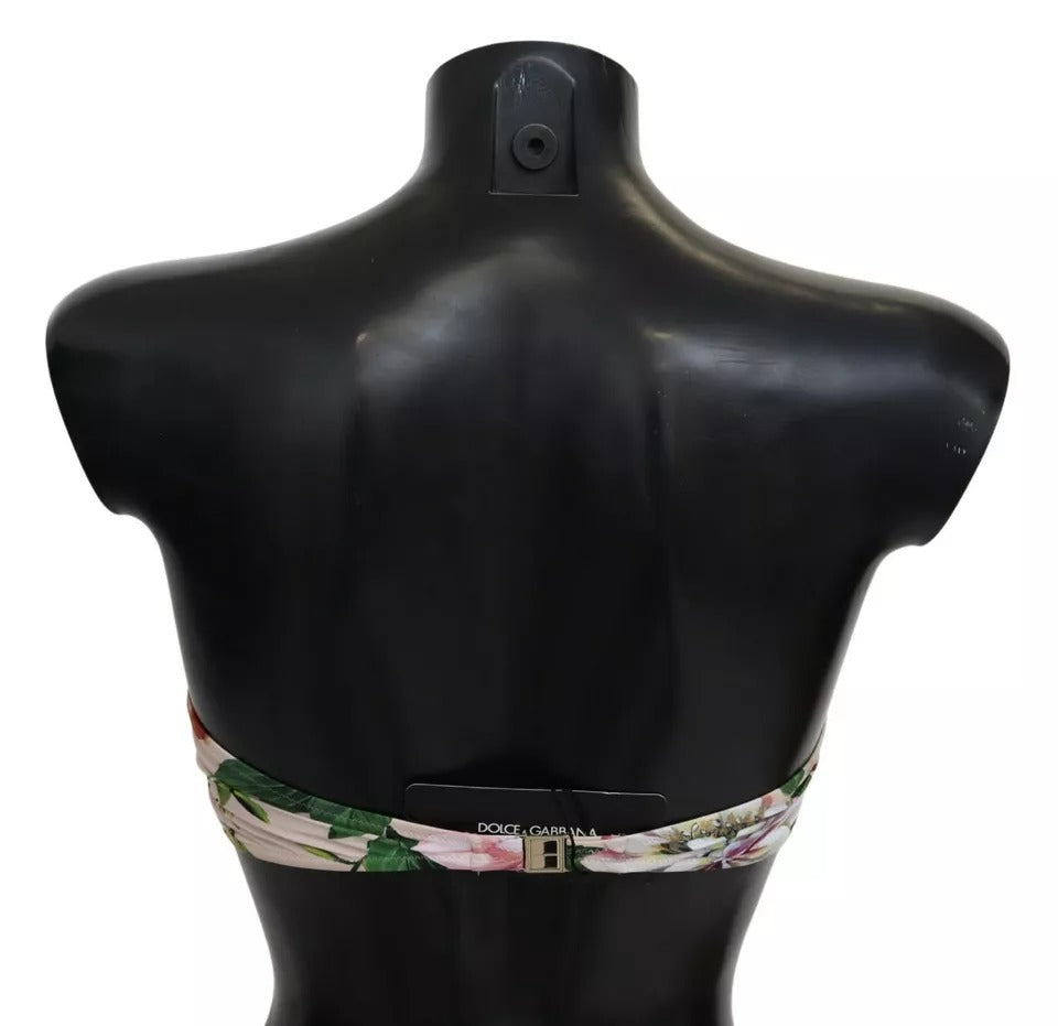 Maillot de bain bikini Dolce & Gabbana à imprimé floral rose, haut de plage élégant pour femmes.