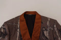 Veste blazer en soie motif singe bronzé Dolce & Gabbana, coupe slim, élégante et sophistiquée.