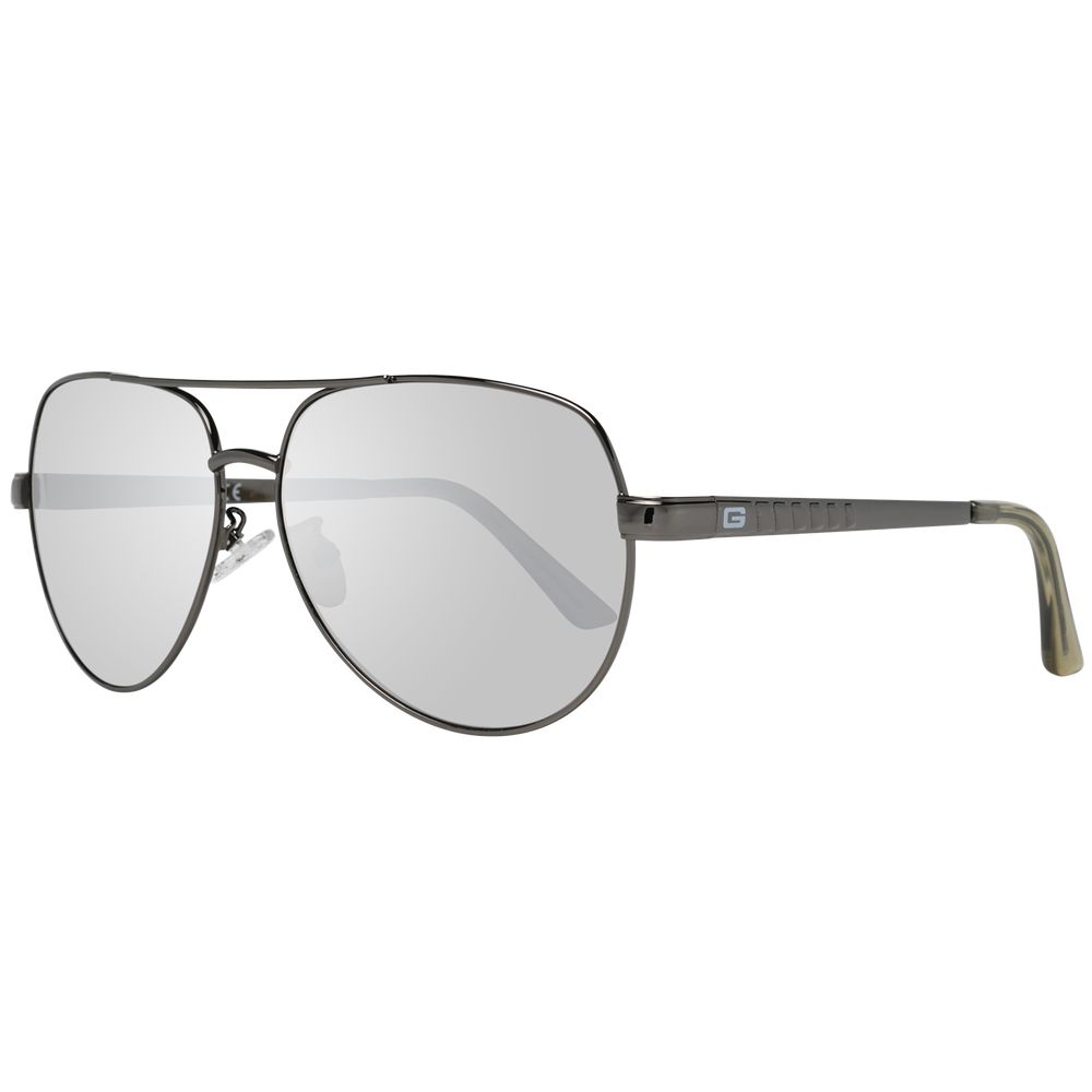 Lunettes de soleil grises en métal de marque Guess avec monture élégante et design moderne.