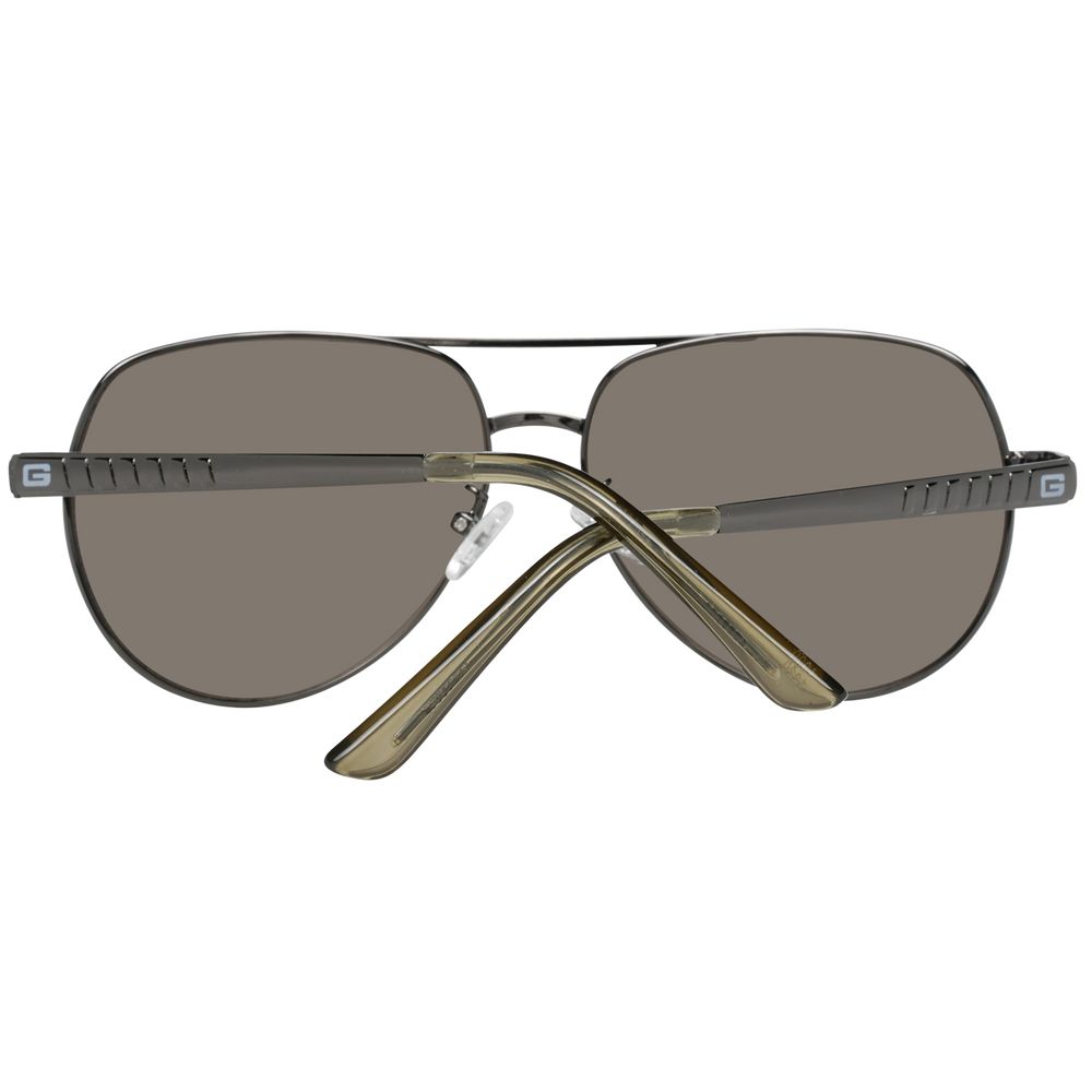 Lunettes de soleil en métal gris Guess avec monture élégante et branches fines, pour un style moderne et sophistiqué
