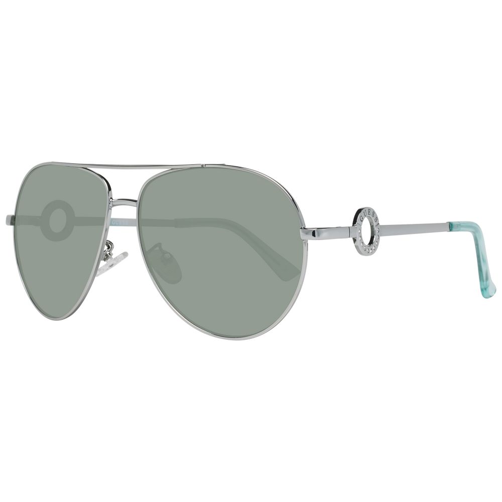 Lunettes de soleil en métal argenté Guess avec monture élégante et moderne, vues de face sur fond blanc.