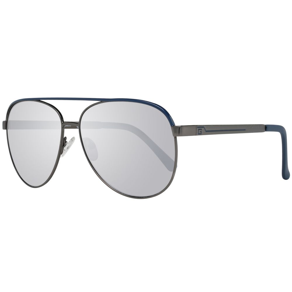 Lunettes de soleil métalliques grises Guess avec monture élégante et branches fines, mode et protection solaire raffinée.