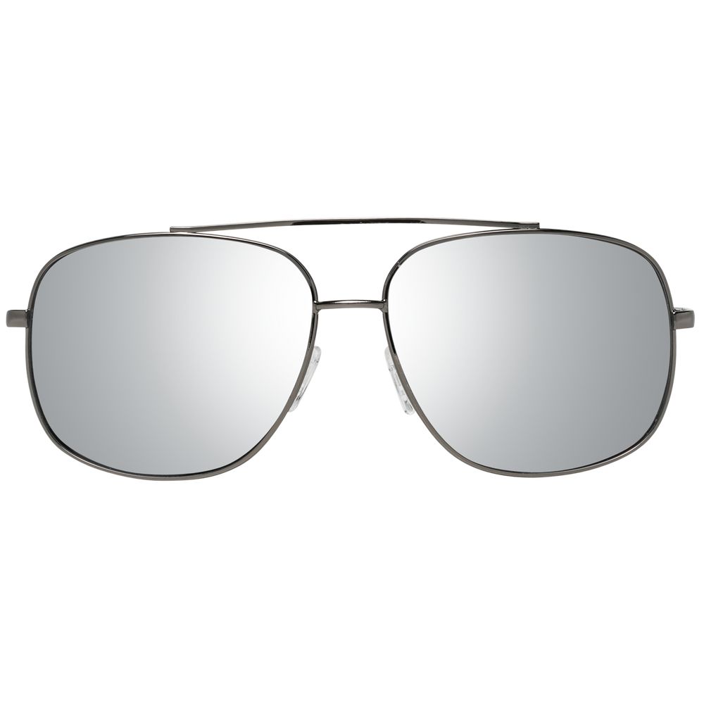 Lunettes de soleil en métal gris Guess pour homme ou femme, avec monture élégante et moderne, vue de face.
