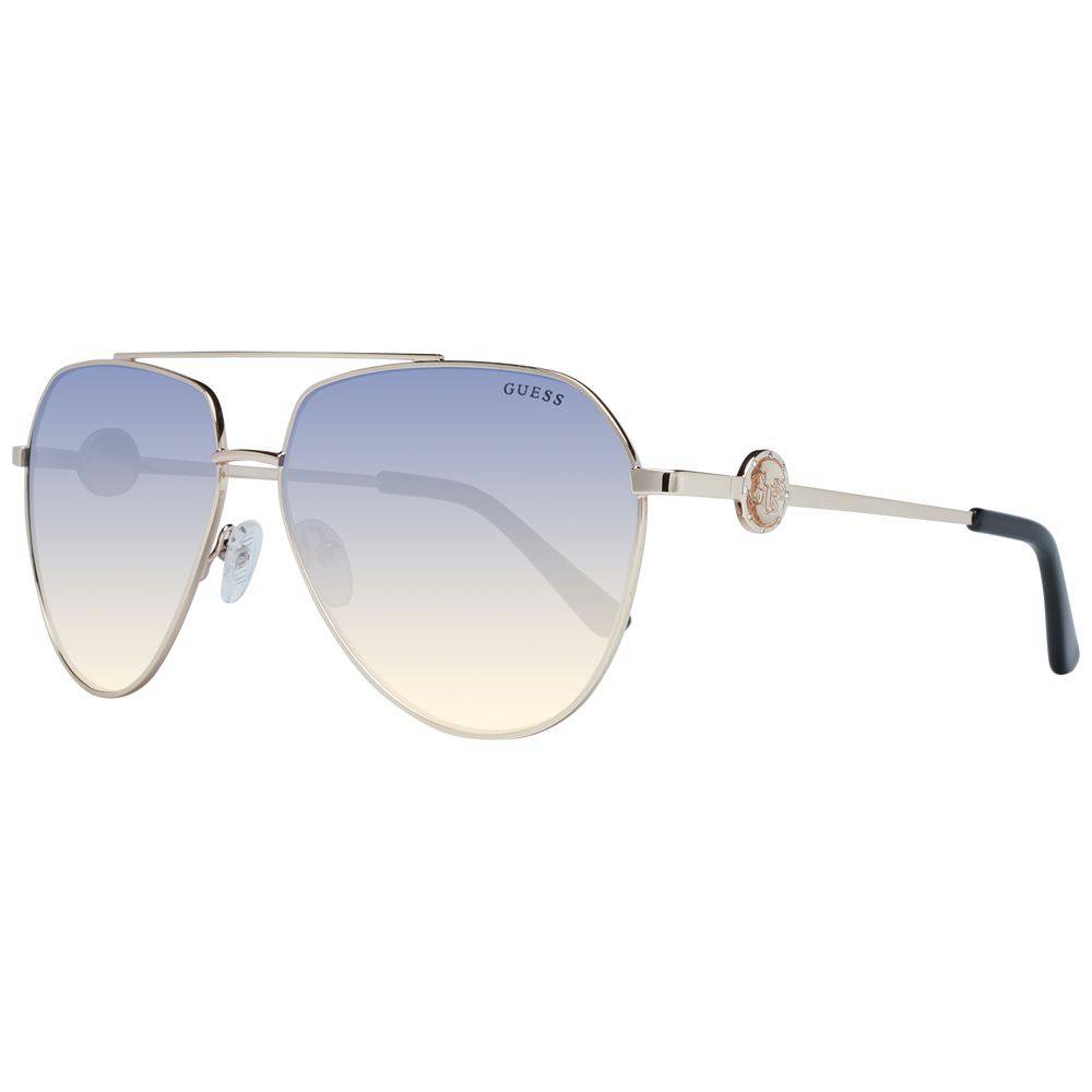 Lunettes de soleil en métal doré Guess, style moderne avec monture fine et verres teintés, pour un look élégant et tendance.