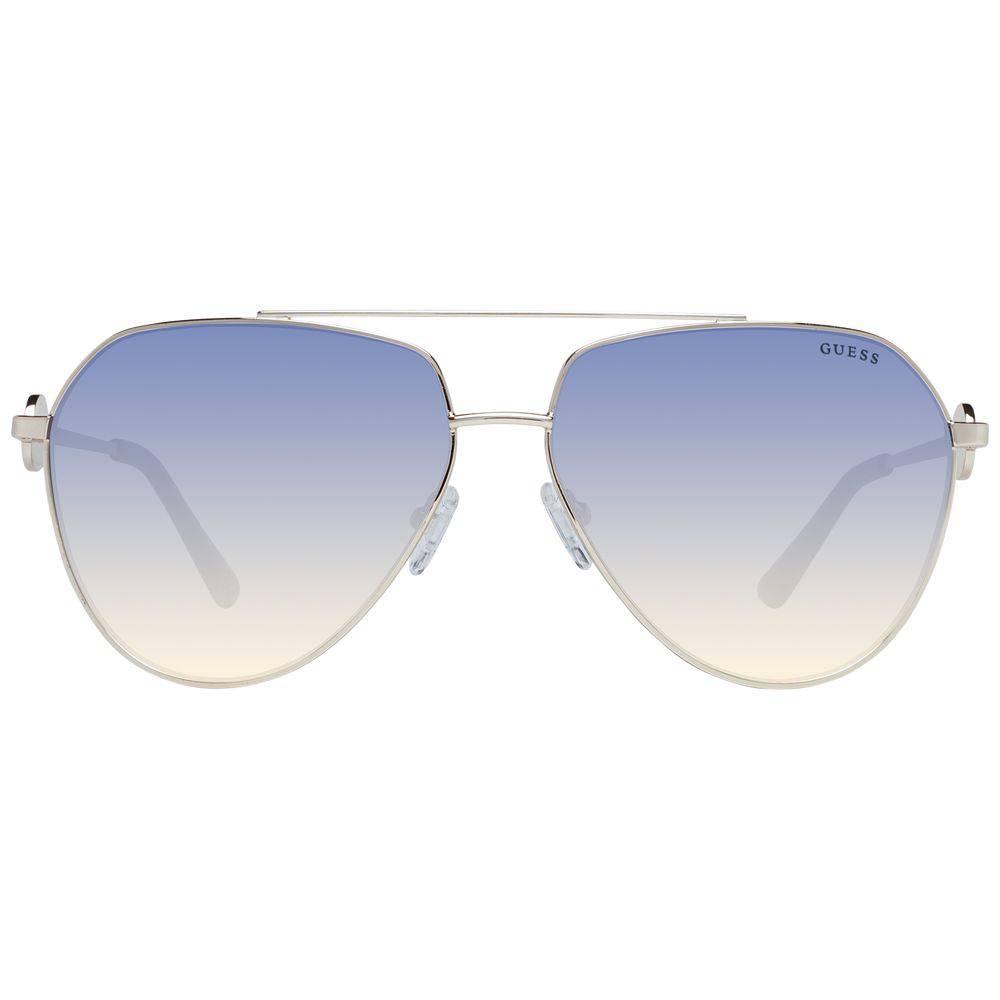 Lunettes de soleil en métal doré Guess, design élégant avec monture fine et verres teintés, pour un style sophistiqué.