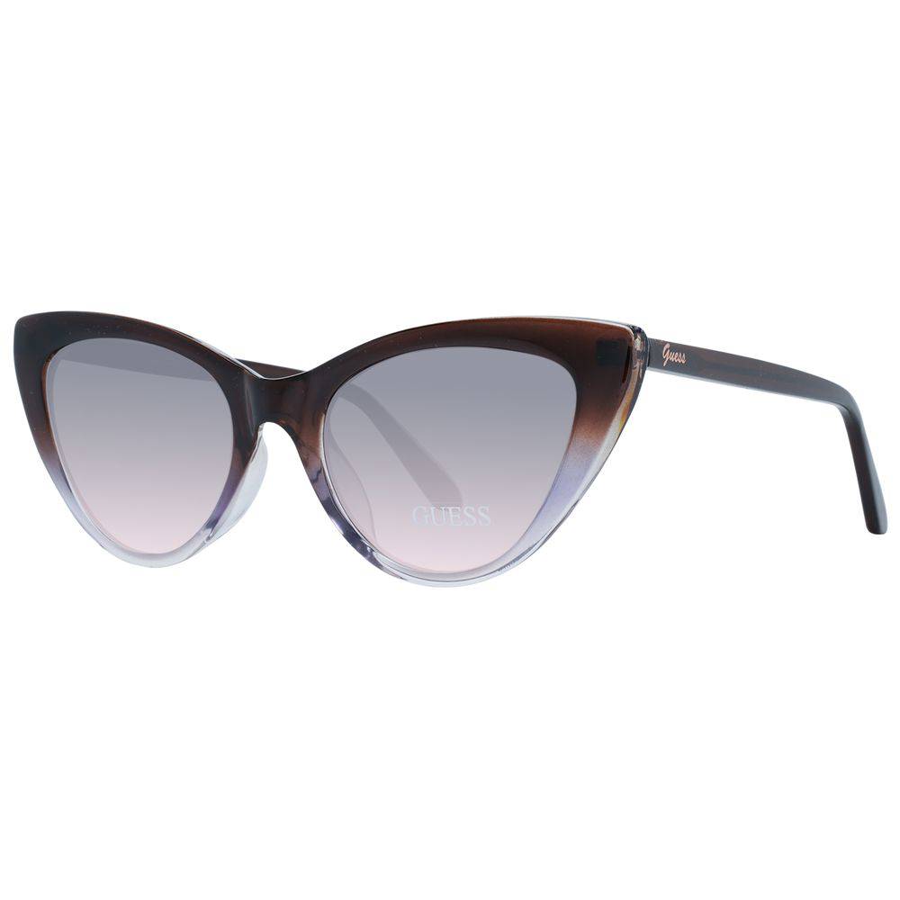 Lunettes de soleil en plastique marron de marque Guess, avec monture élégante et verres teintés.