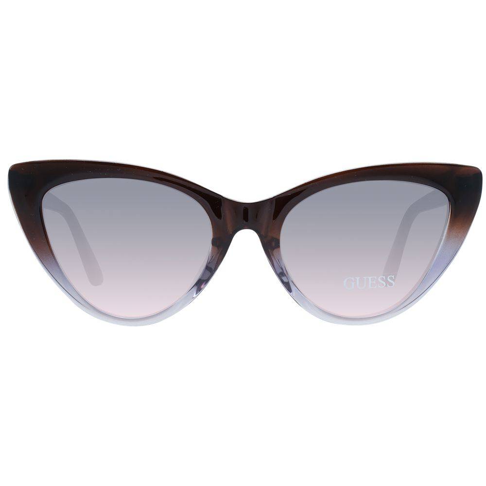 Lunettes de soleil en plastique marron de la marque Guess, avec monture élégante et verres teintés pour un style tendance.