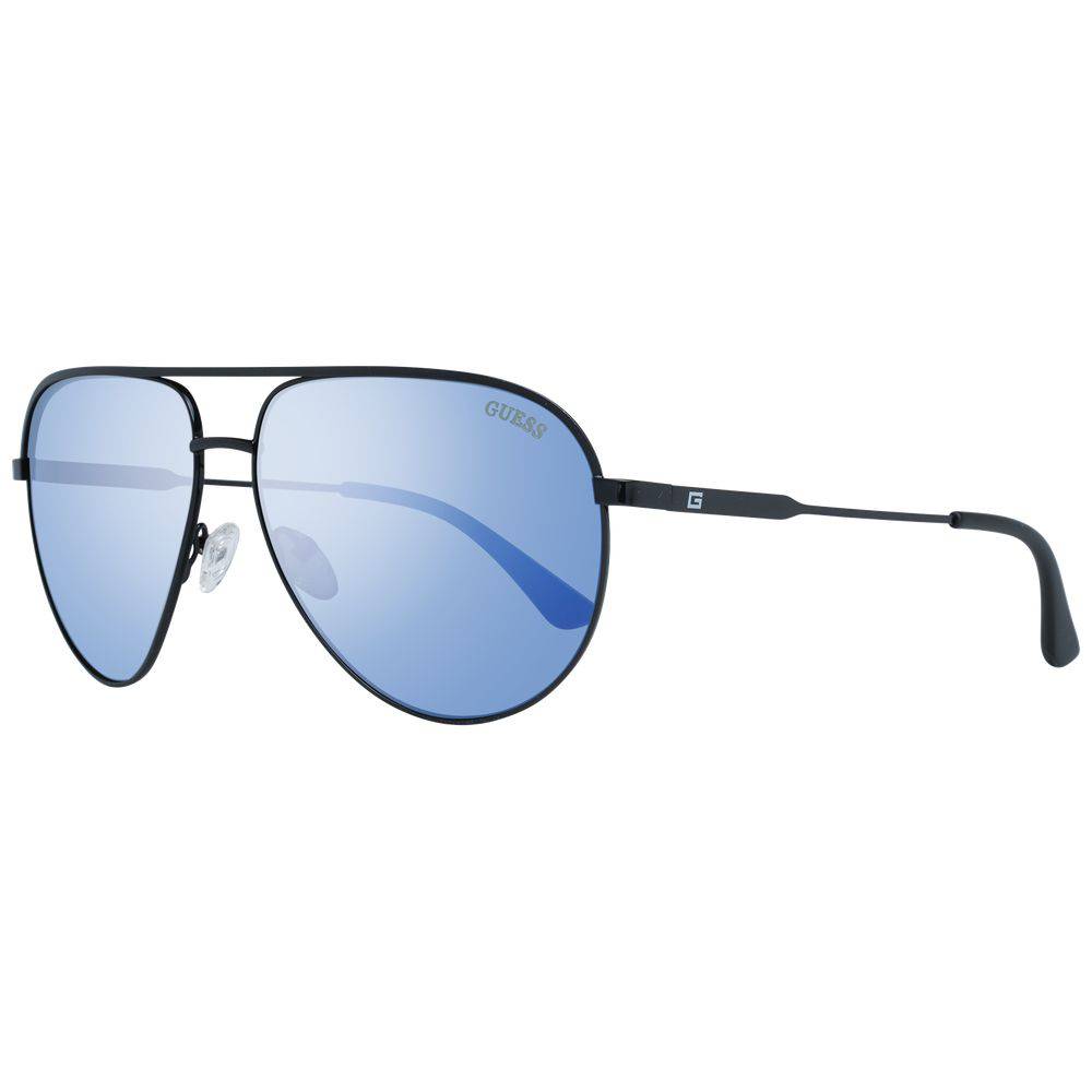 Lunettes de soleil en métal noir Guess, style moderne avec monture élégante et branches fines, pour un look tendance.
