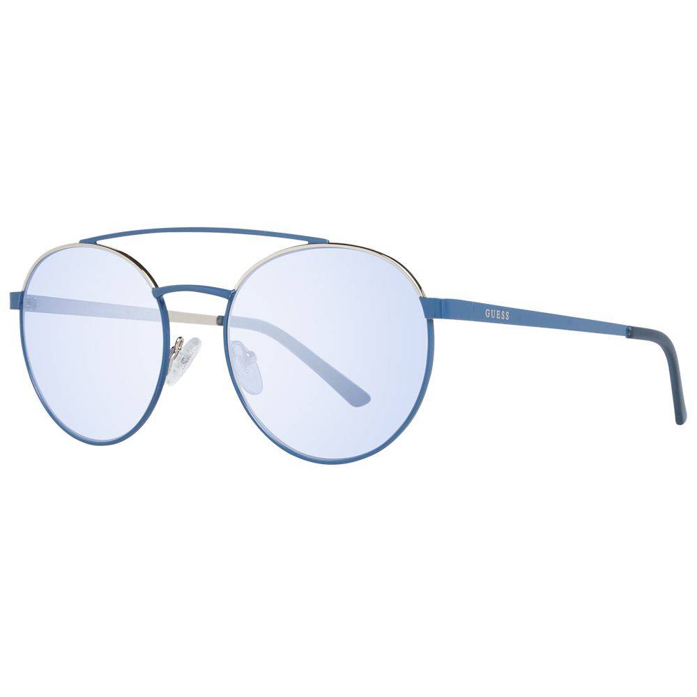 Lunettes de soleil Guess en métal et plastique bleues avec monture élégante et lentilles teintées, pour un style moderne et tendance.