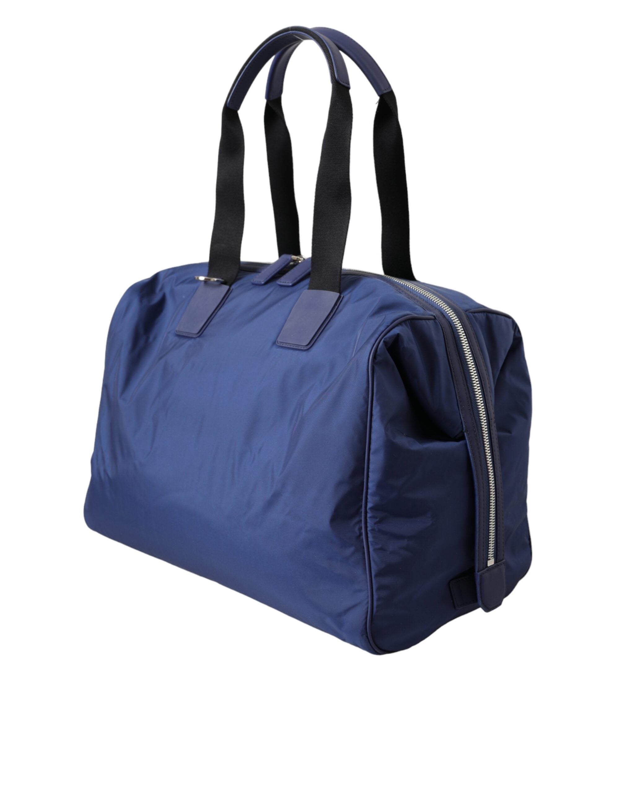 Sac à main et épaule Dolce & Gabbana en nylon bleu et cuir de veau, avec compartiments spacieux et design élégant.