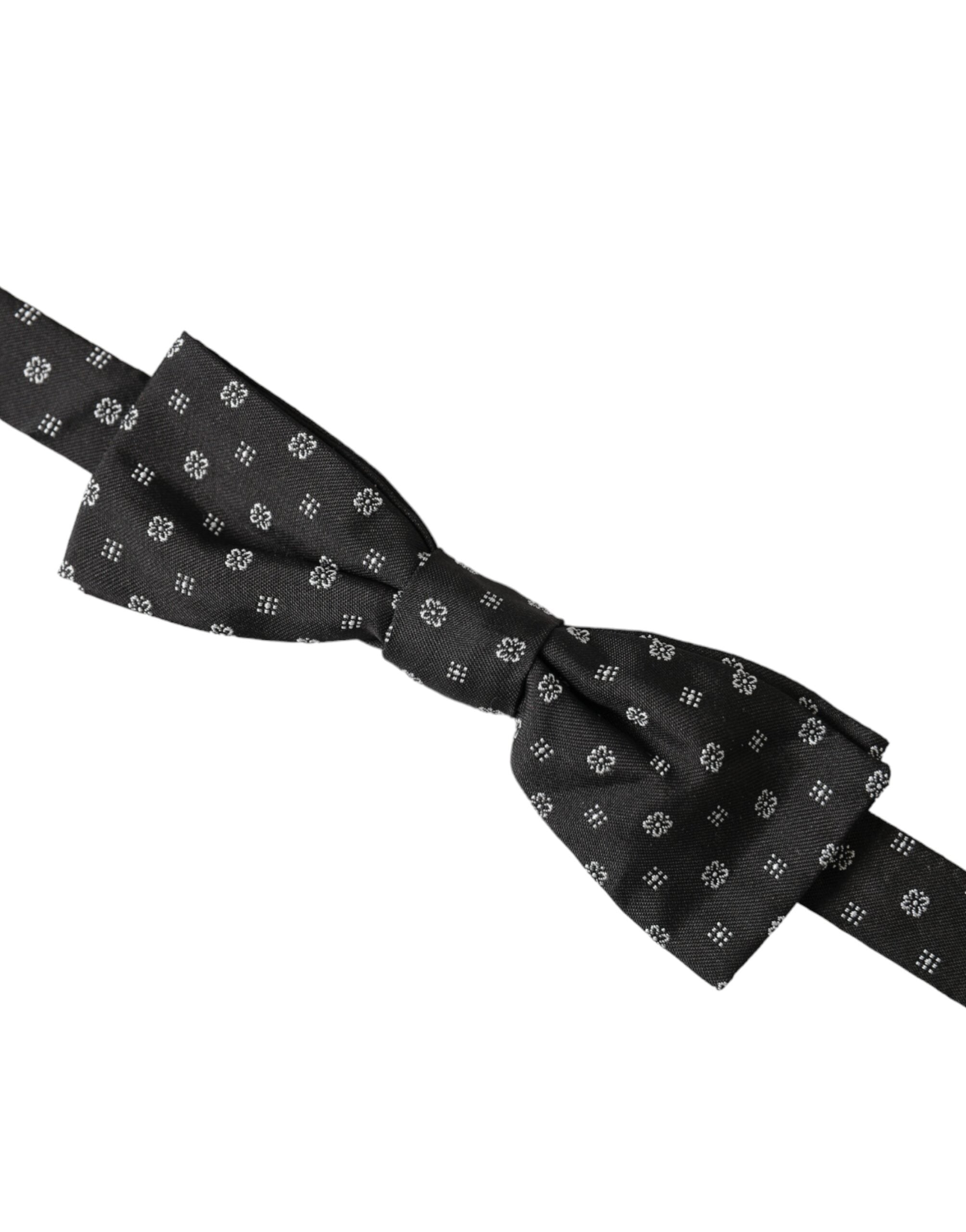 Dolce & Gabbana Dark Gray Silk Fantasy Adjustable Neck Men Papillon Bow Tie