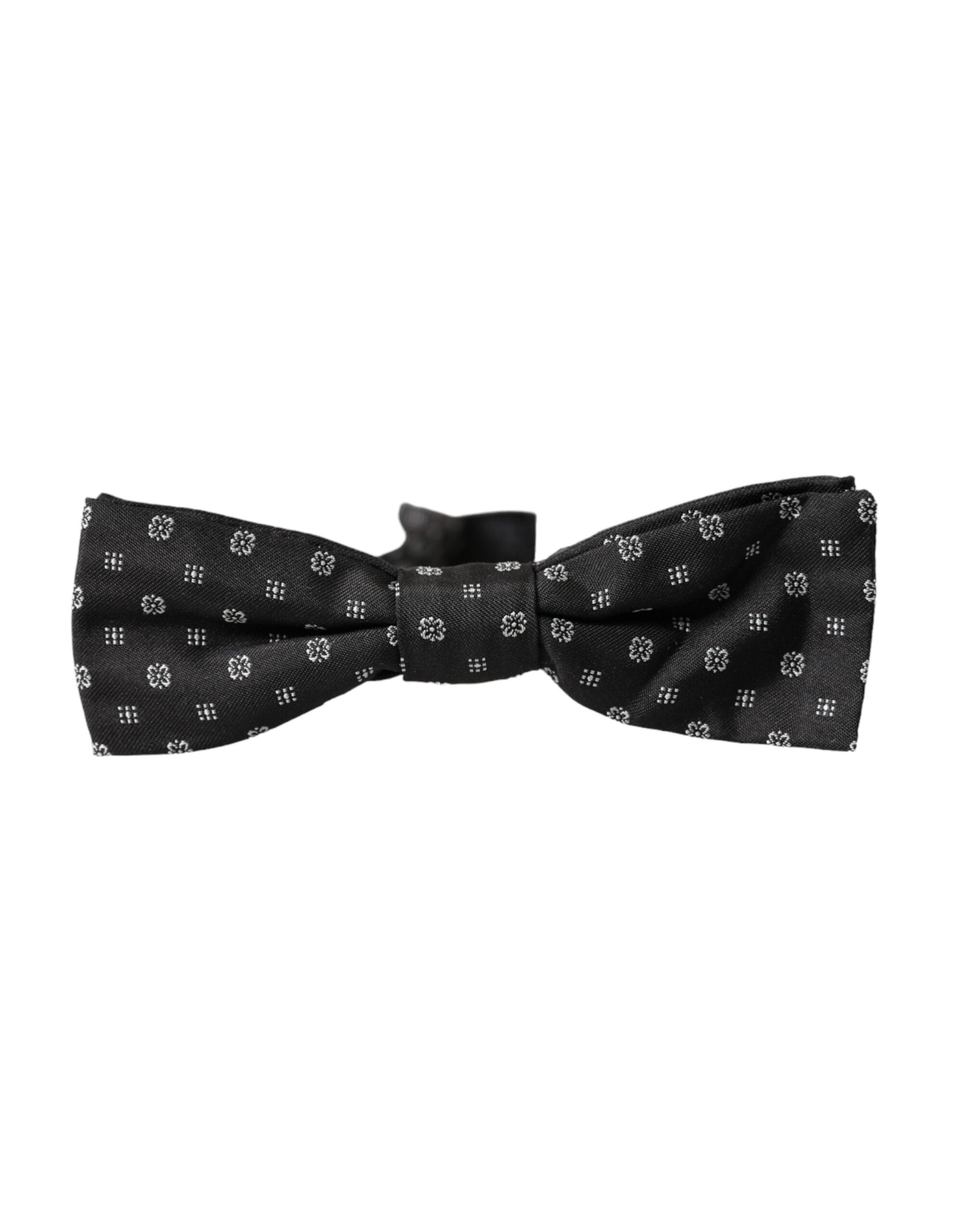 Dolce & Gabbana Dark Gray Silk Fantasy Adjustable Neck Men Papillon Bow Tie
