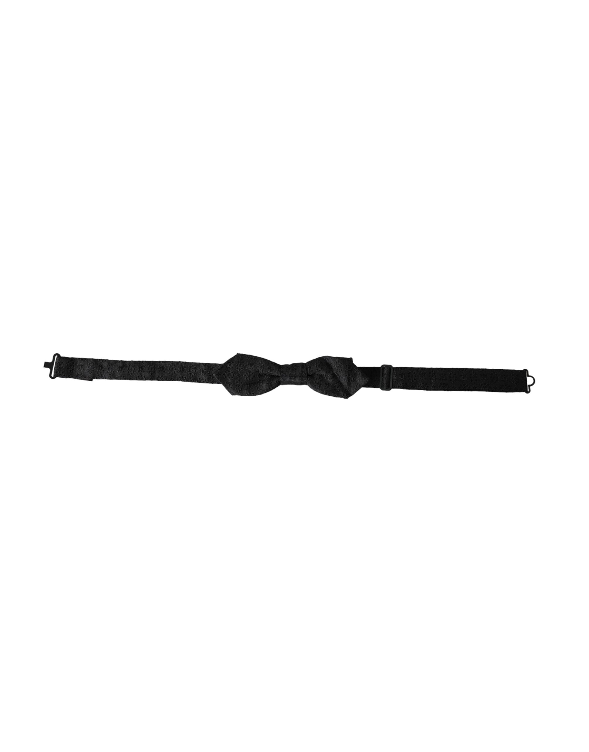 Dolce & Gabbana Dark Gray Silk Fantasy Adjustable Neck Men Bow Tie