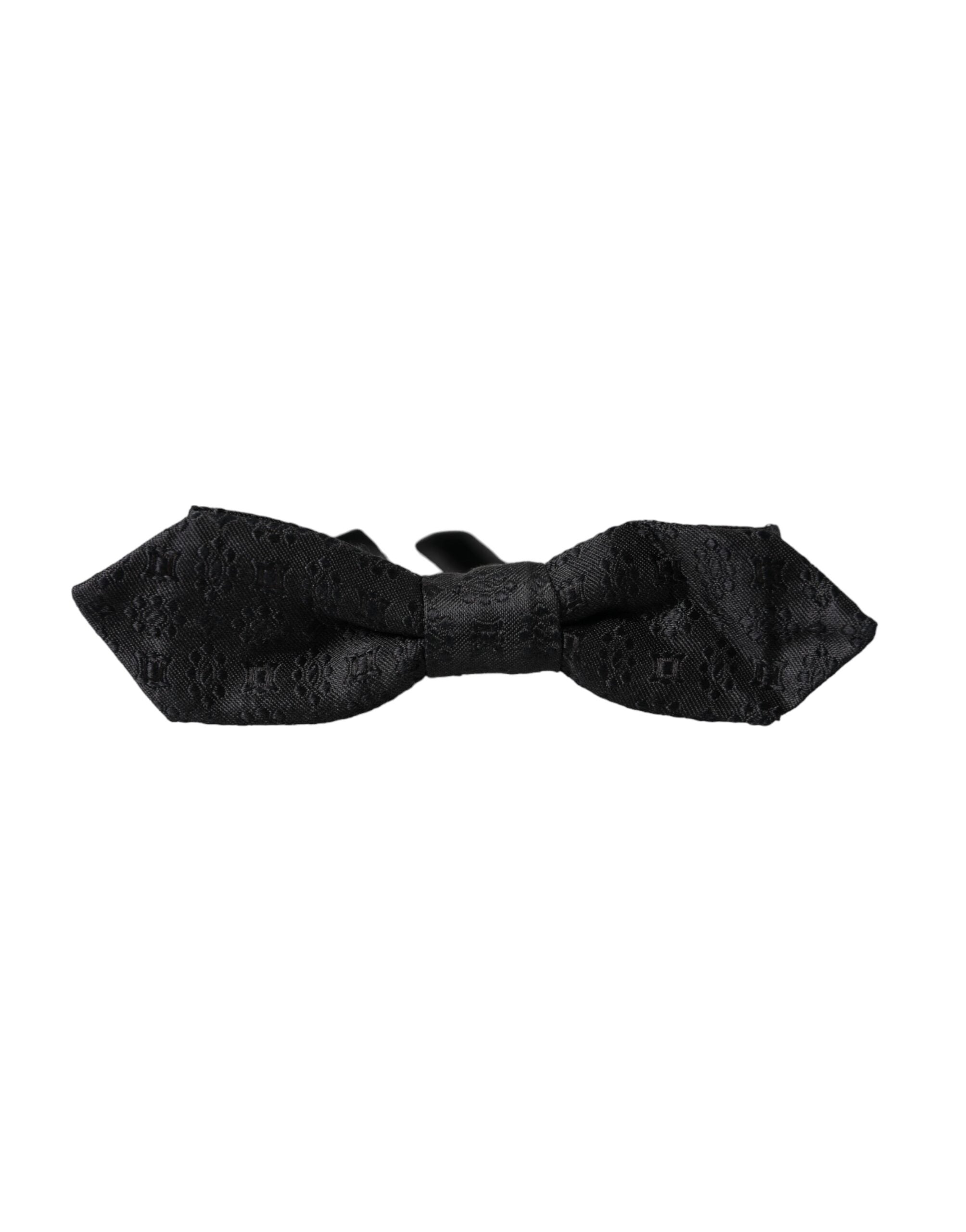 Dolce & Gabbana Dark Gray Silk Fantasy Adjustable Neck Men Bow Tie