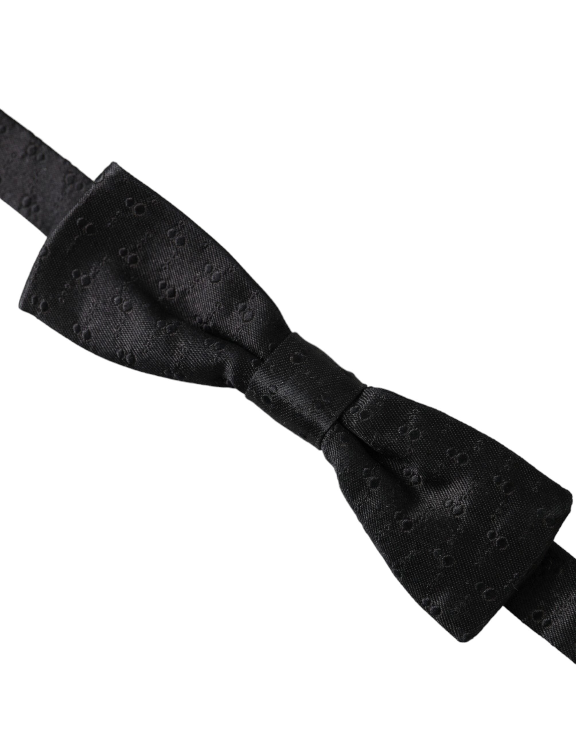 Dolce & Gabbana Dark Gray Silk Patterned Adjustable Neck Men Bow Tie