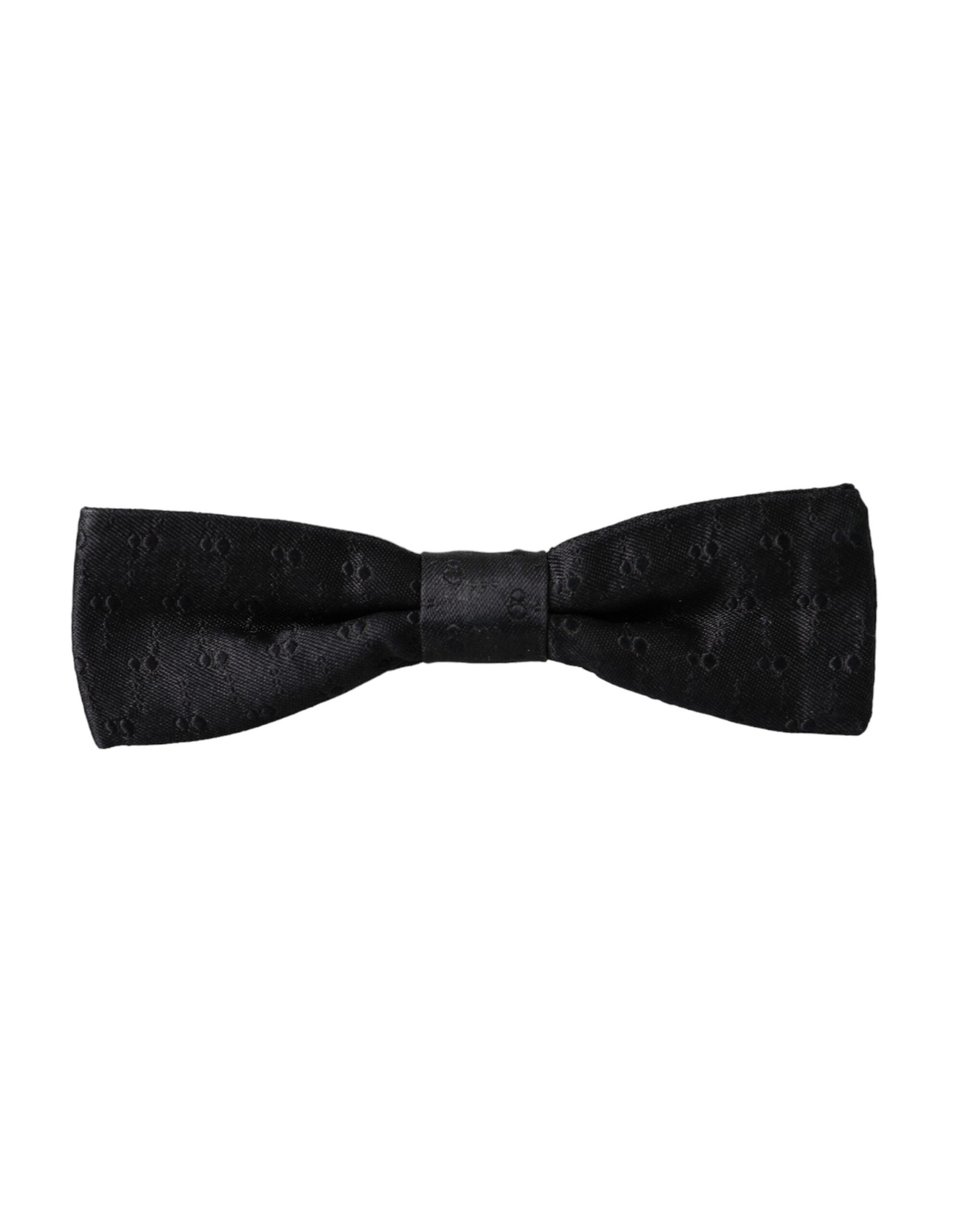 Dolce & Gabbana Dark Gray Silk Patterned Adjustable Neck Men Bow Tie