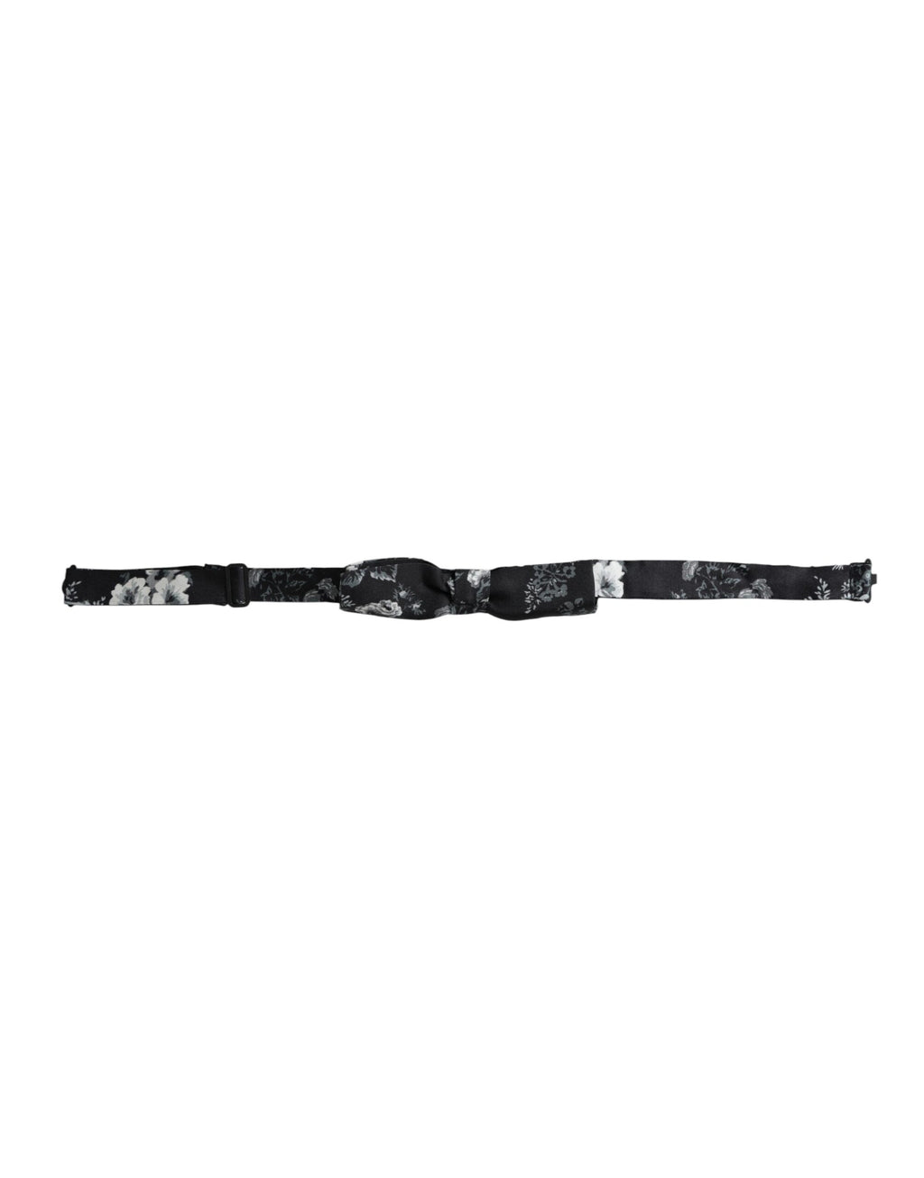 Dolce & Gabbana Dark Gray Floral Silk Adjustable Neck Men Bow Tie