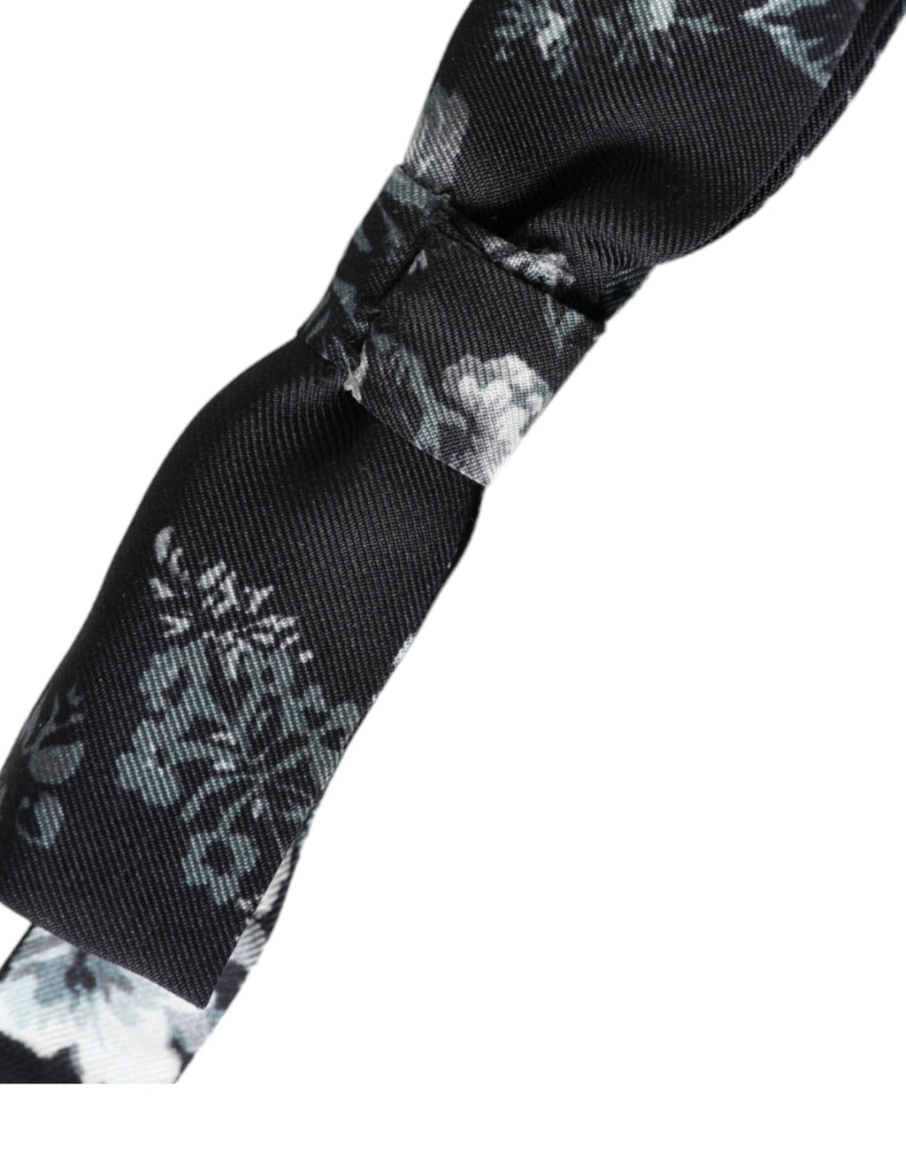 Dolce & Gabbana Dark Gray Floral Silk Adjustable Neck Men Bow Tie