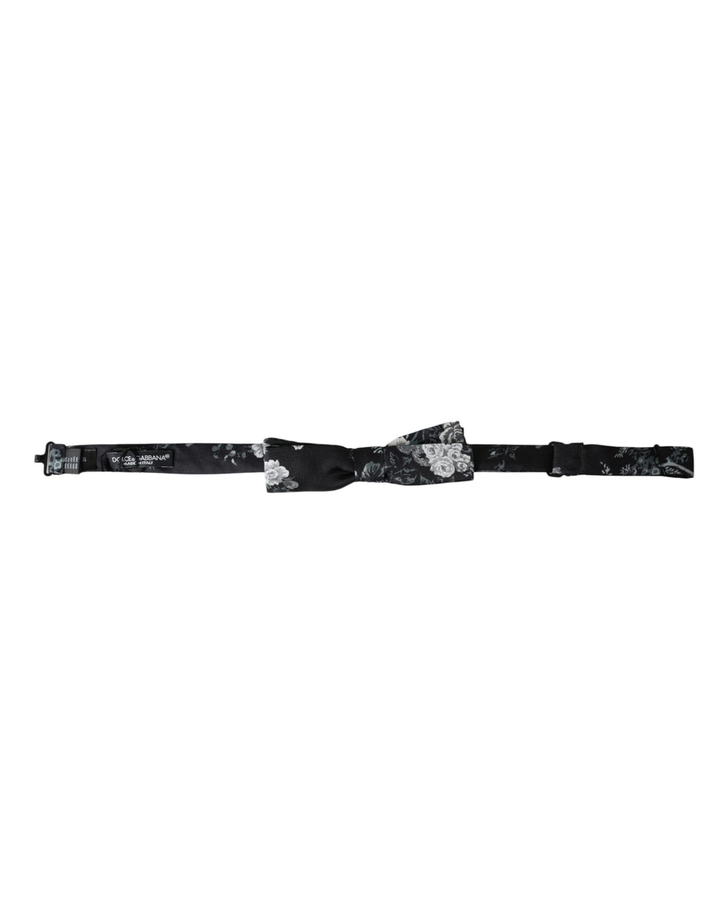 Dolce & Gabbana Dark Gray Floral Silk Adjustable Neck Men Bow Tie