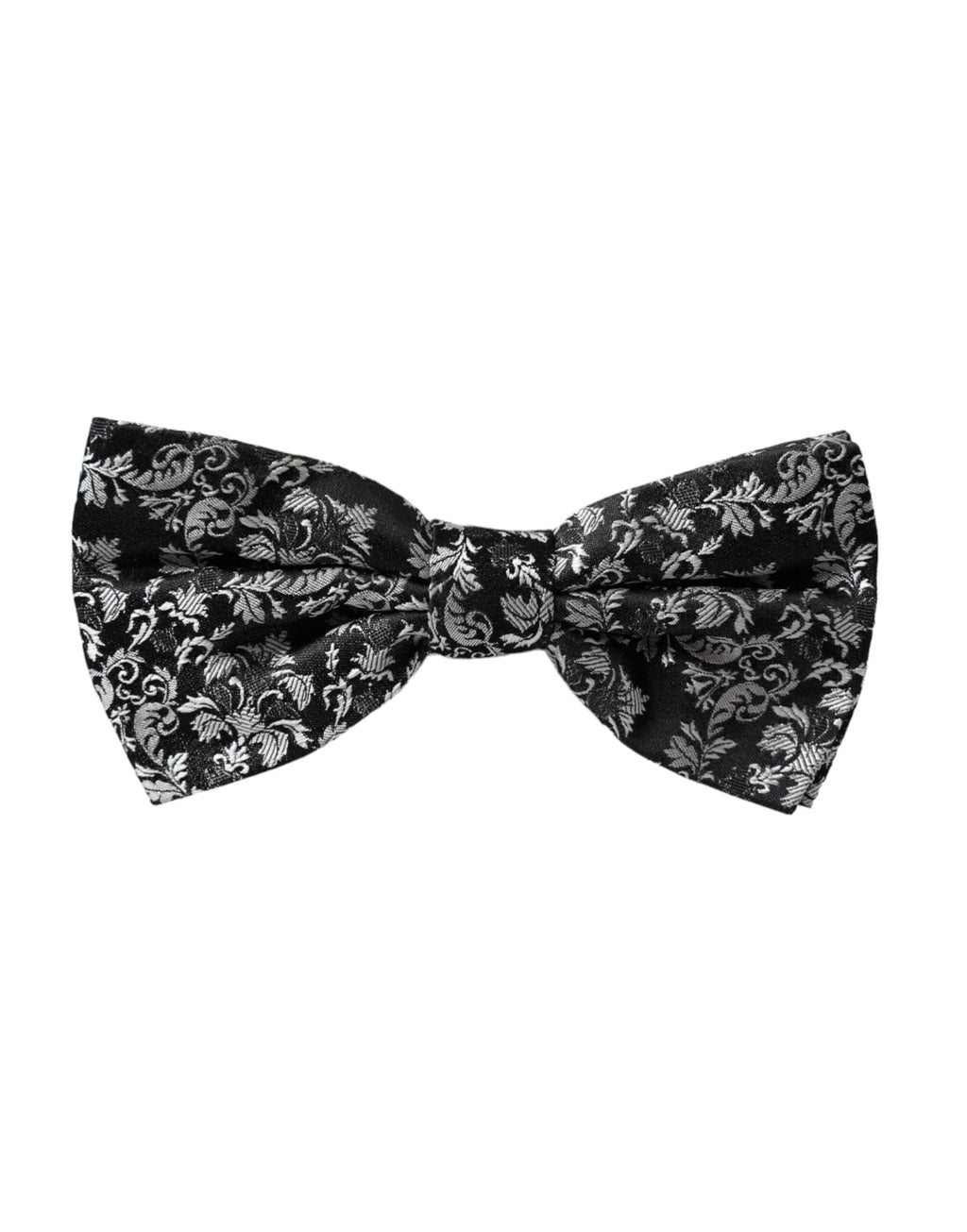 Dolce & Gabbana Dark Gray Floral Silk Adjustable Neck Men Bow Tie
