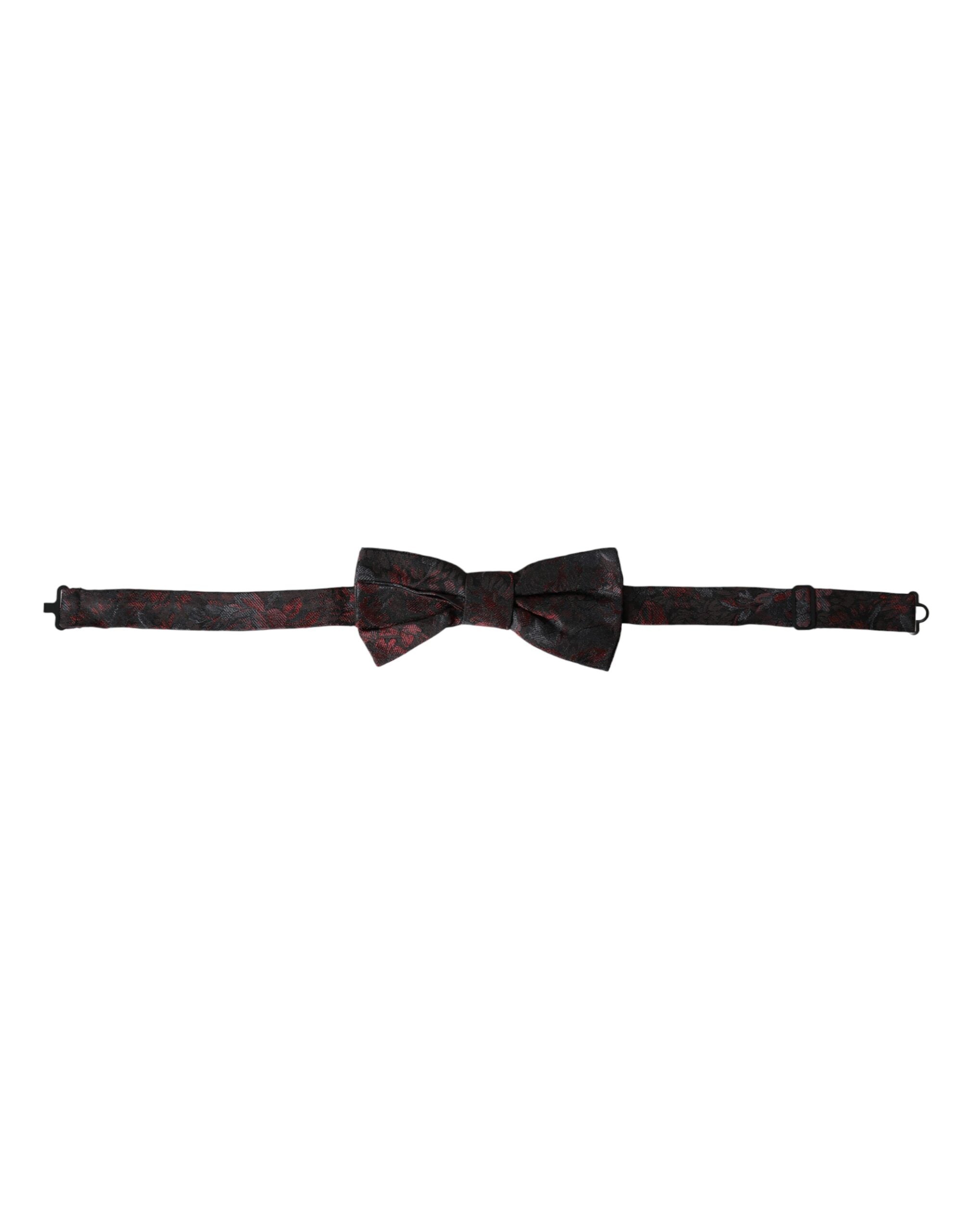 Dolce & Gabbana Dark Gray Floral Adjustable Neck Men Bow Tie