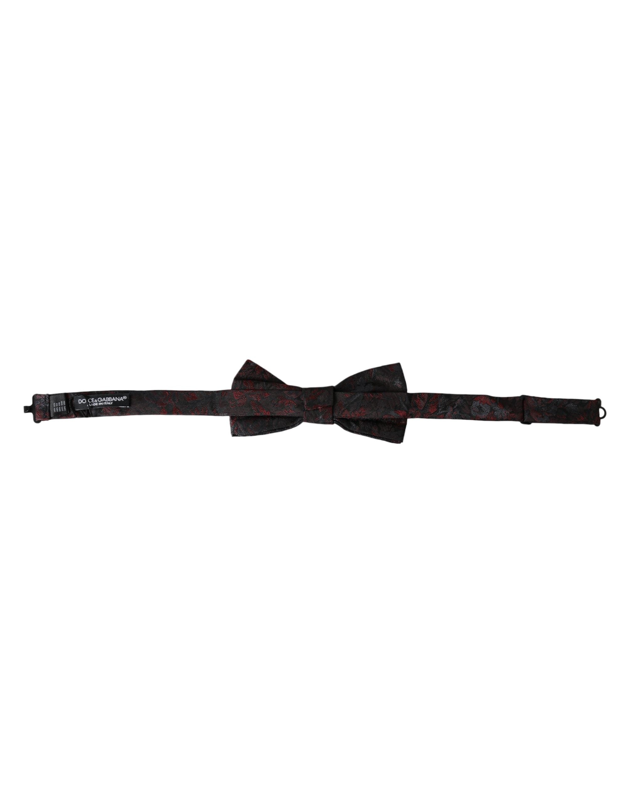 Dolce & Gabbana Dark Gray Floral Adjustable Neck Men Bow Tie