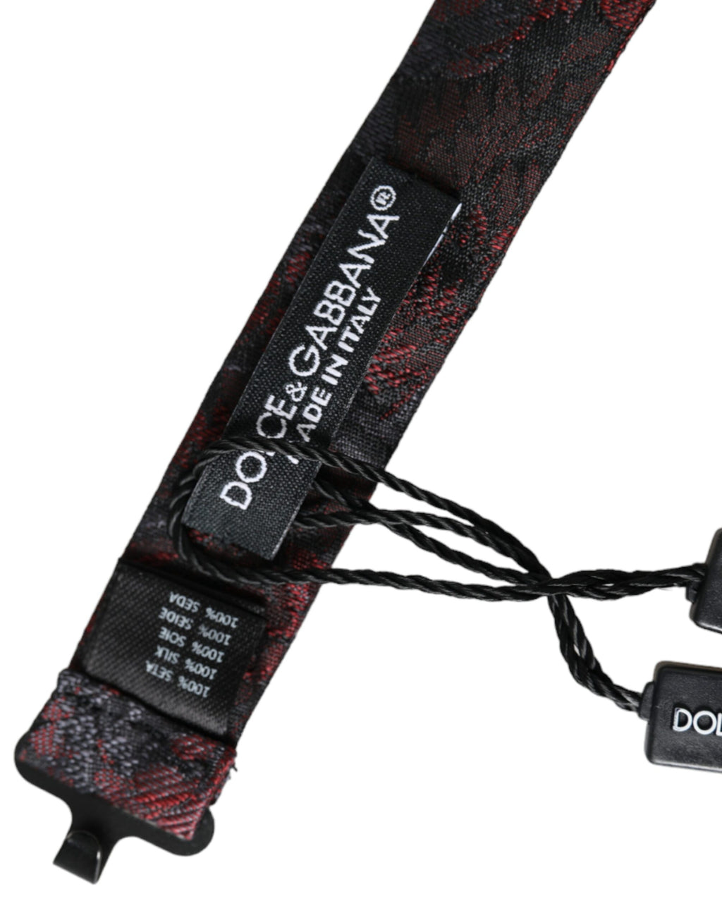 Dolce & Gabbana Dark Gray Floral Adjustable Neck Men Bow Tie