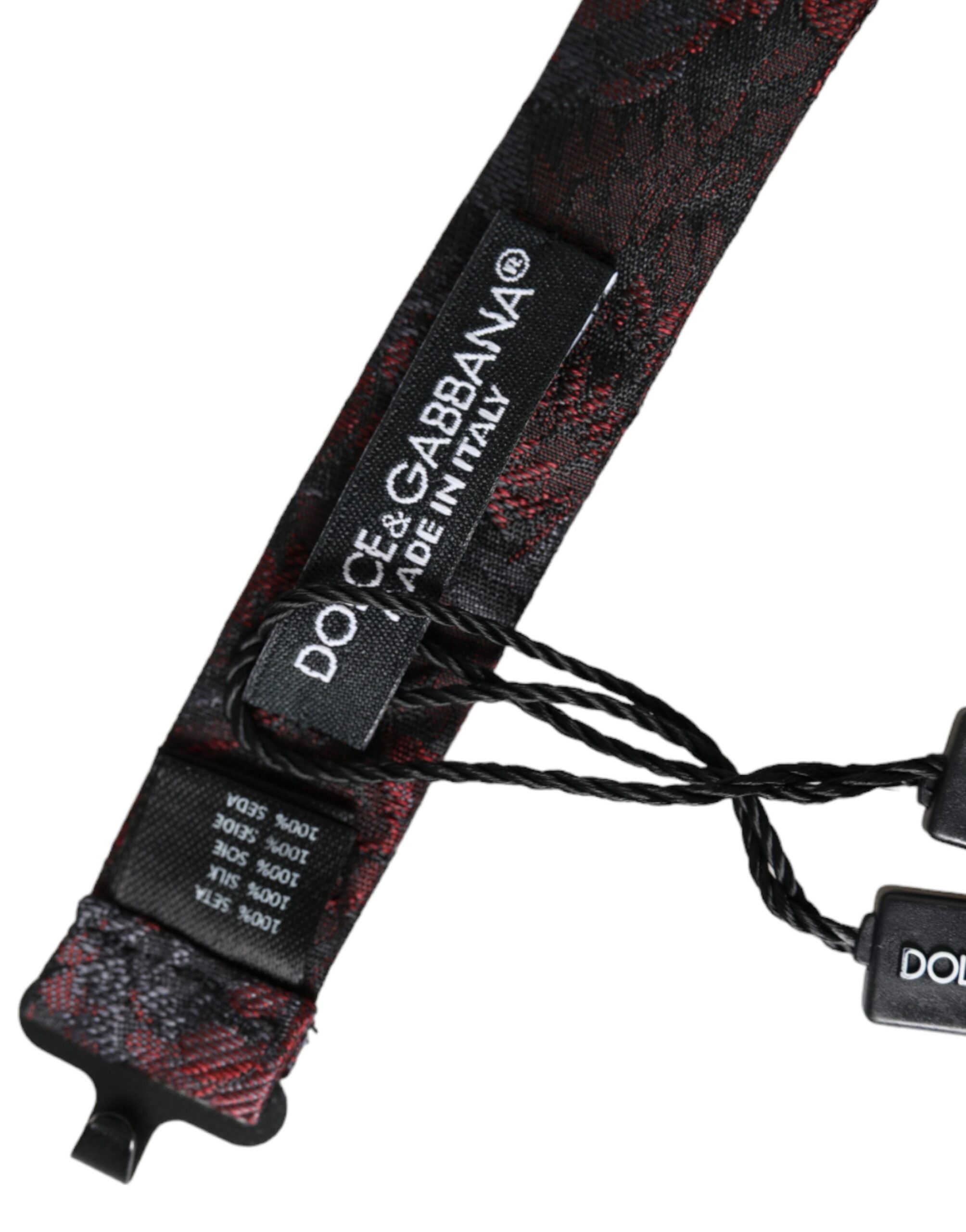 Dolce & Gabbana Dark Gray Floral Adjustable Neck Men Bow Tie