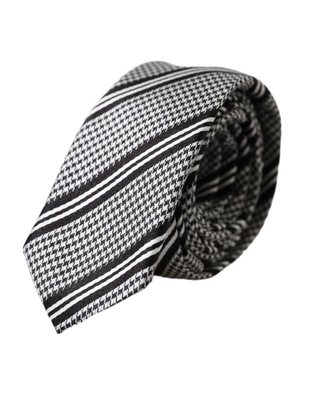 Dolce & Gabbana Dark Gray White Stripes Silk Adjustable Tie