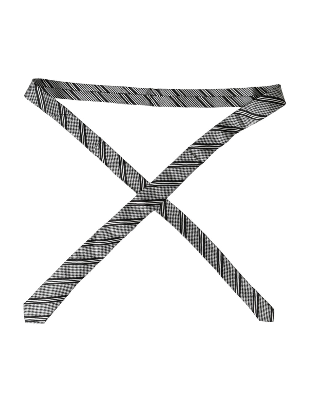 Dolce & Gabbana Dark Gray White Stripes Silk Adjustable Tie