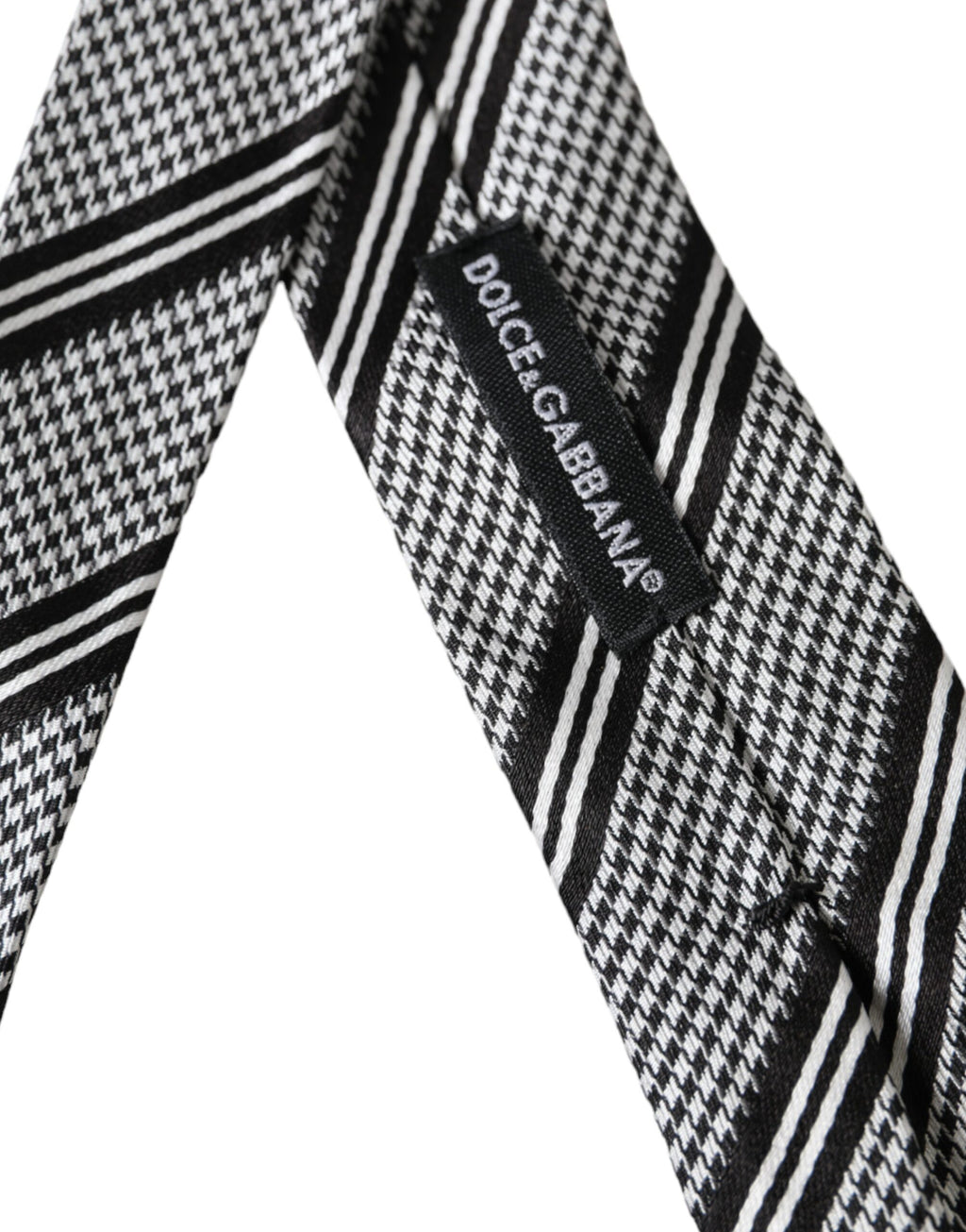 Dolce & Gabbana Dark Gray White Stripes Silk Adjustable Tie