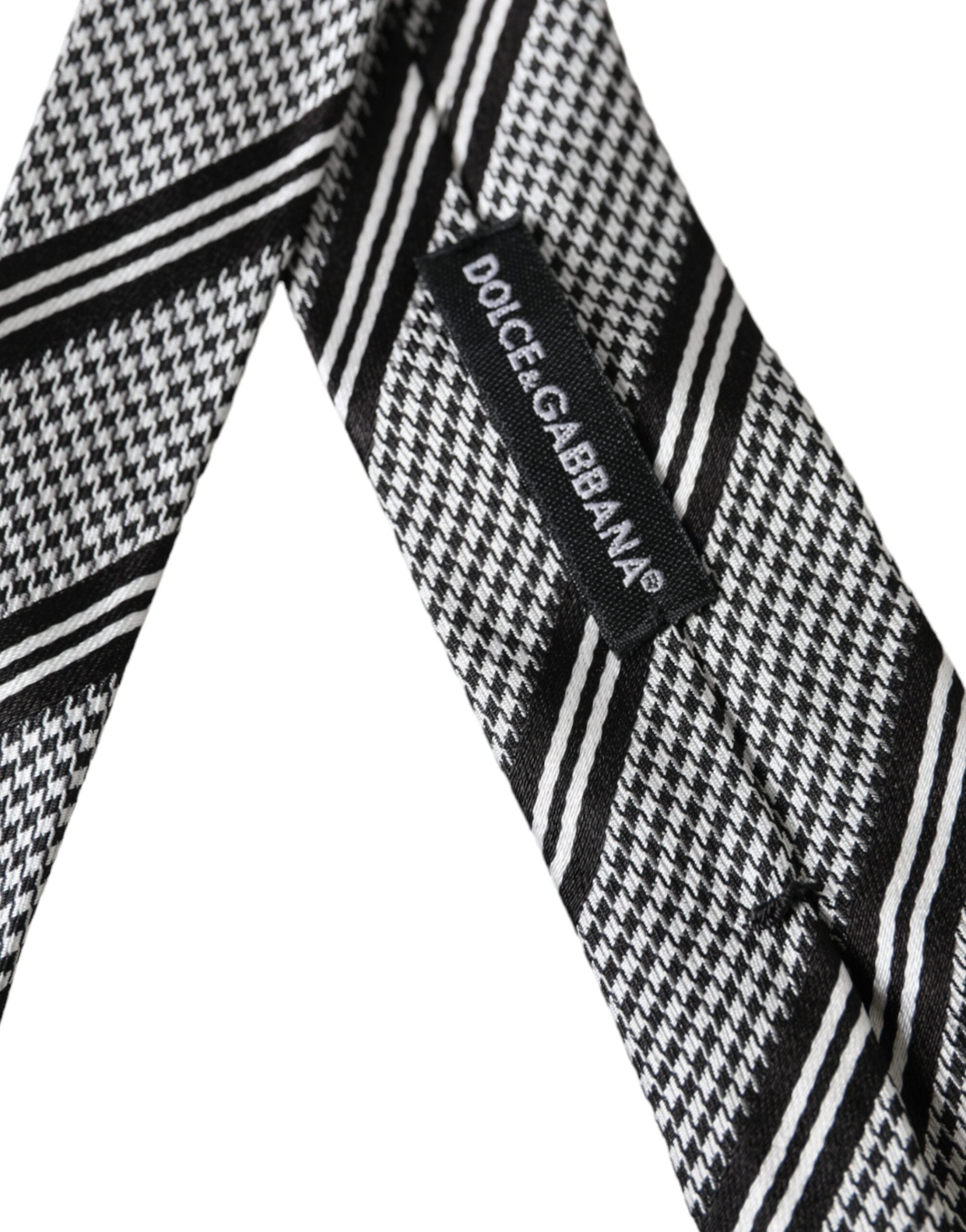 Dolce & Gabbana Dark Gray White Stripes Silk Adjustable Tie