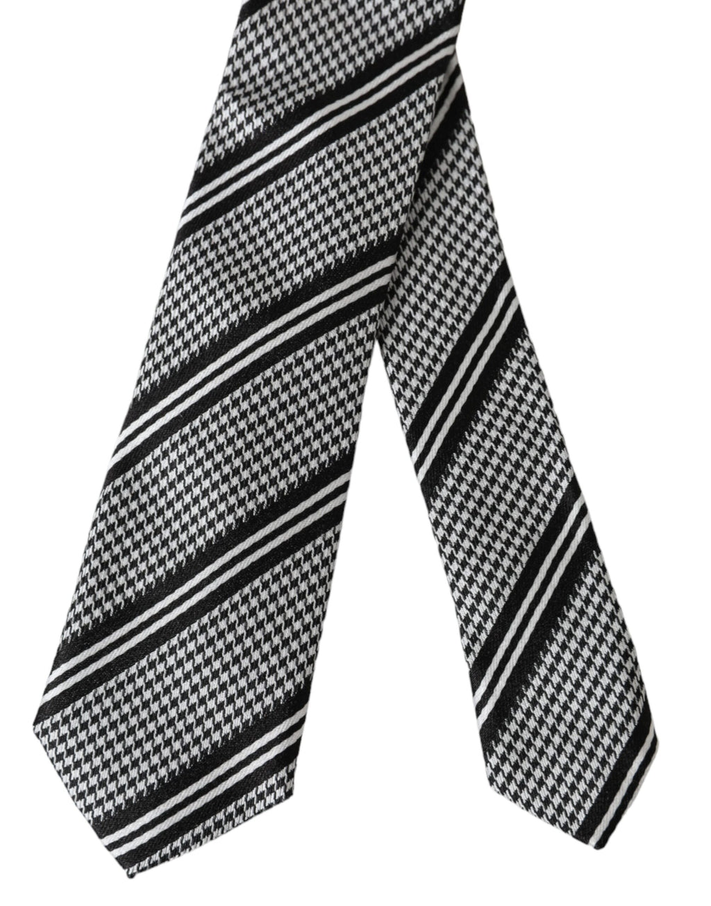 Dolce & Gabbana Dark Gray White Stripes Silk Adjustable Tie