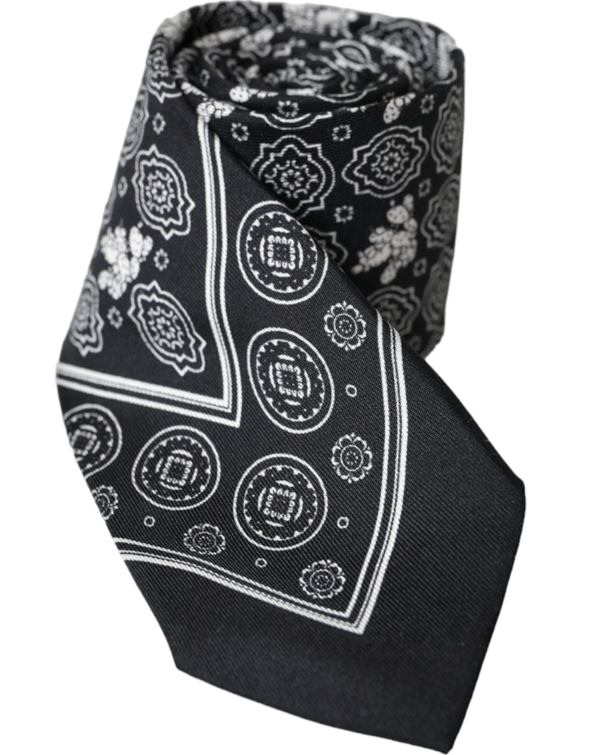 Dolce & Gabbana Dark Gray Patterned 100%Silk Adjustable Tie